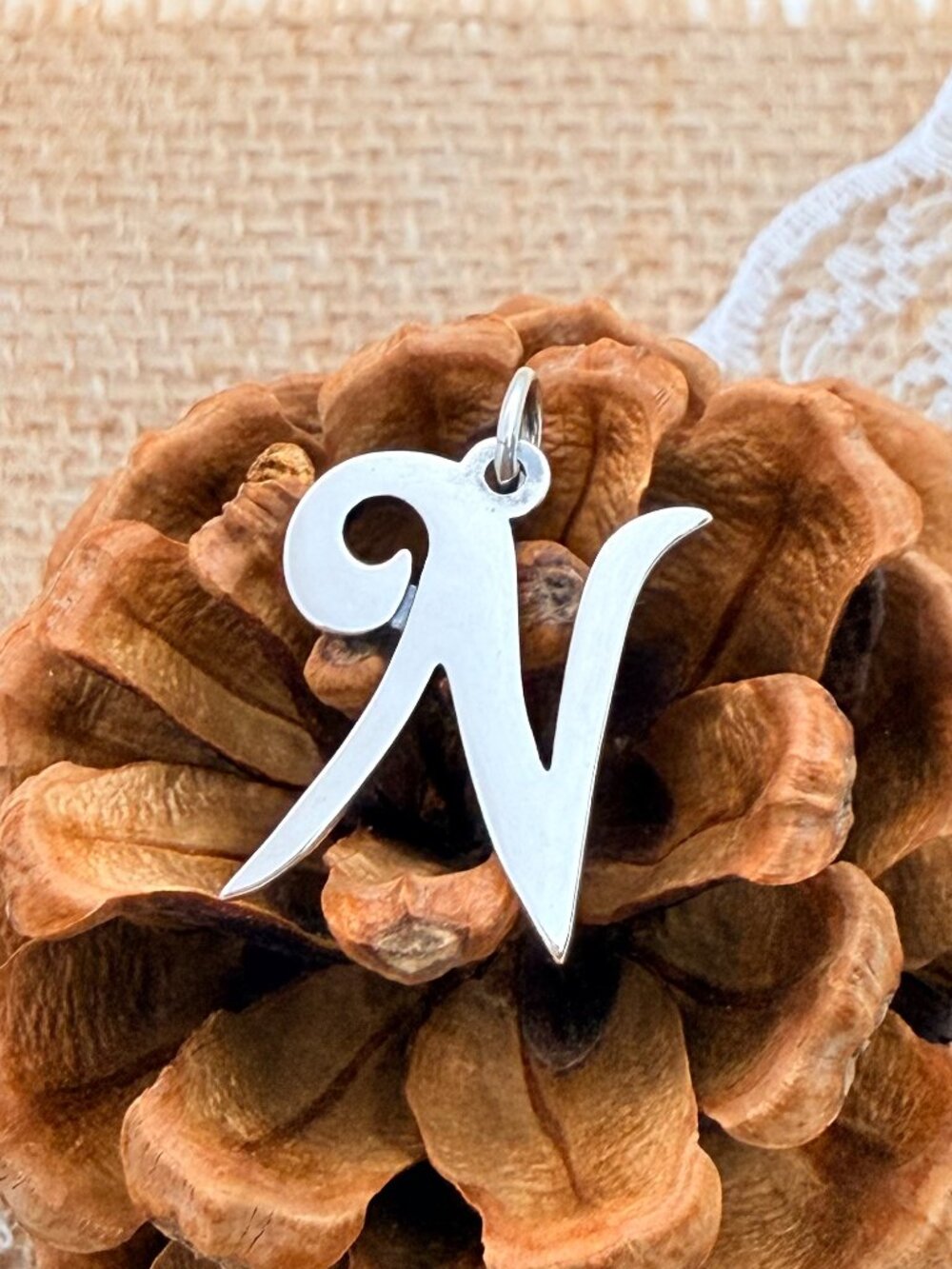 James Avery Large Script Initial N Charm Sterling Silver Letter Charm
